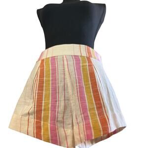 Rip Curl Striped Linen Flat Front Shorts Size Small Wide Wasitband